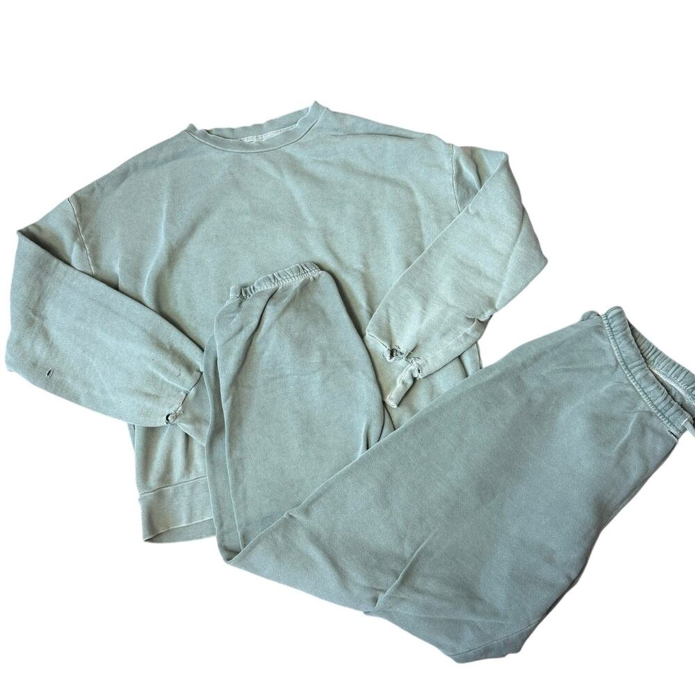 Goodlife Sweatpants Set Venice Terry Women's M 100% Cotton Blue Vintage Wash